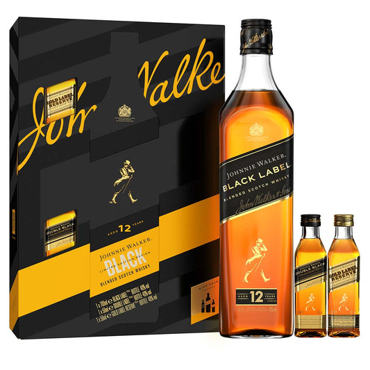 Johnnie Walker Black Label Blended Scotch Whisky 70cl Giftpack With 2x5cls