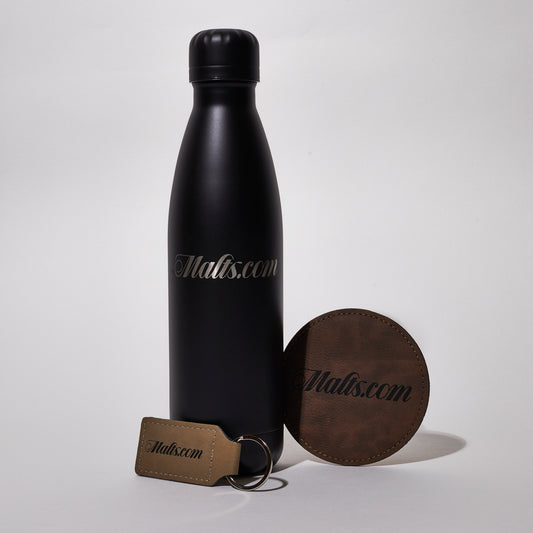 Keyring Plus Leather Coaster and Water Bottle Bundle