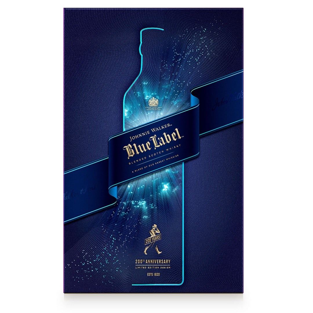 Johnnie Walker Blue Label Blended Scotch Whisky Gift Pack with 2 glasses, 70cl[F21]