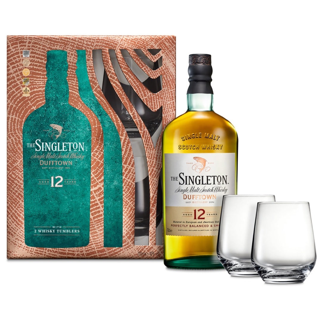 The Singleton Of Dufftown 12 Year Old Single Malt Scotch Whisky Gift Pack with 2 Glasses, 70cl - 2021 version